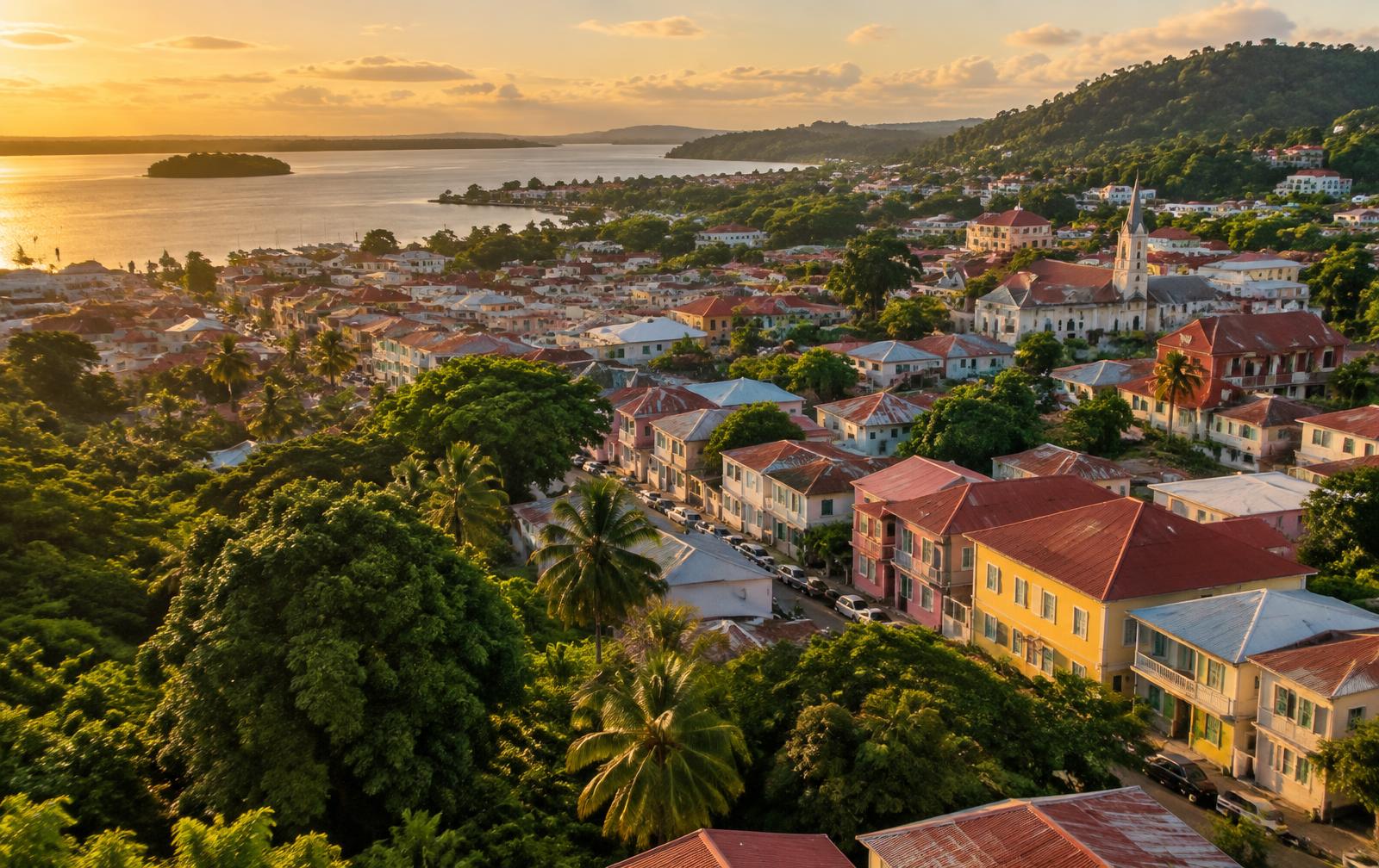 Vue aérienne de Cayenne en Guyane
